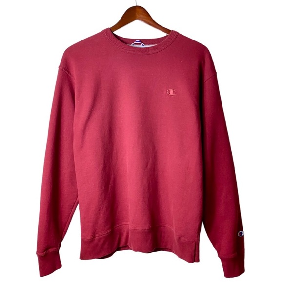 Champion Powerblend Crewneck Sweatshirt Red Wine Maroon Pullover Athletic Mens L - Picture 8 of 15